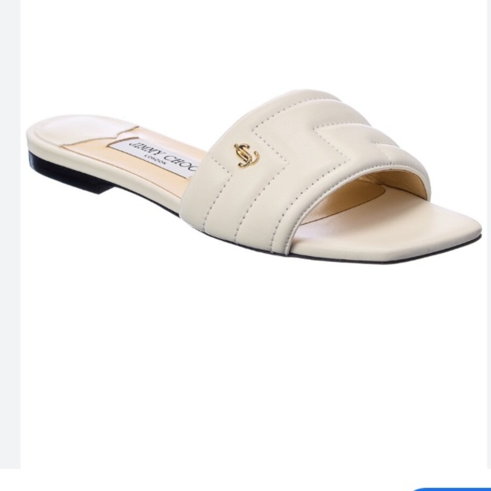 Jimmy Choo Cream Themis leather Slide Sandals